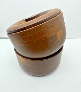 Lot 2 Solid wood Black Walnut Bowls (1) Lid 6 3/8" diameter Rustic Decorative - Picture 1 of 8