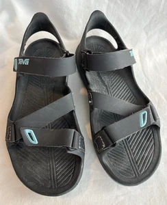 Teva Sandals Womens 8 Barracuda Strappy Gray Blue Open Toe 1002864 Hiking Sporty - Picture 1 of 9