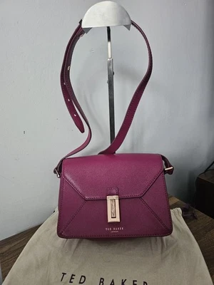 Ted Baker grape/burgundy  Grained Leather  Shoulder Bag, crossbody bag, +dustbag - Image 1 of 4