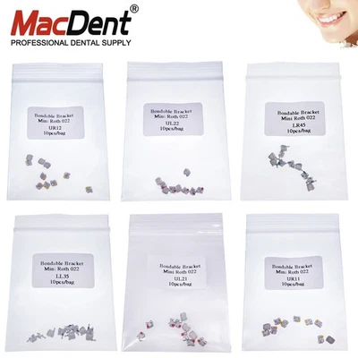 10Pcs MacDent Dental Orthodontic Metal Brackets Mini Roth 022 Hooks In Bulk