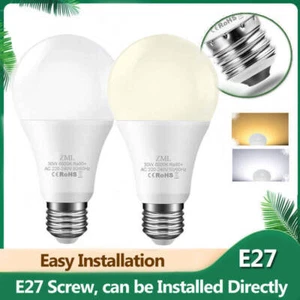 LED Bulb Light E27 PIR 3W5W7W10W12W15W18W20W30W 220V Cool/Warm White Globe Light - Picture 1 of 19