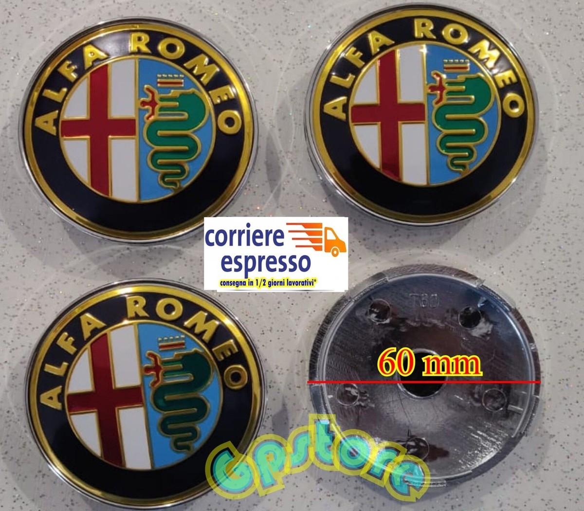 Lot De 4 Cache Moyeu / Centre De Roue Alfa Romeo ( 60mm ) - Auto