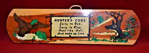 Man Cave Hunter's Code Duck Hunting Deer Mule White Tail Wooden Plaque 50s - Picture 1 of 10