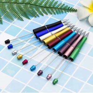 Beadthoven 20pcs Plastic Beadable Pen, Bead Ballpoint Pen Shaft Black Ink Bead P - Picture 1 of 2