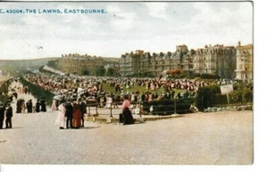 EASTBOURNE, SUSSEX - THE LAWNS COLOUR POSTCARD (1912) - Picture 1 of 2