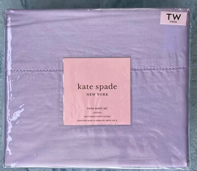 Новый Kate Spade Westen Twin простыни комплект фиолетовый лаванда сатин 100% хлопок 300ct - Изображение 1 из 2