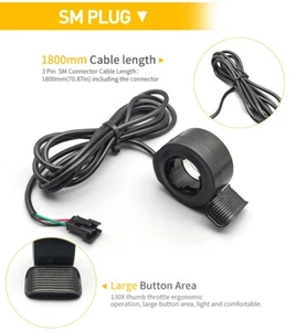 E-Bike 24V/36V/48V/52V/60V/72V 130X Thumb Throttle SM/WP plug - Picture 1 of 12
