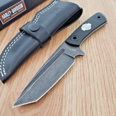 Case XX Harley Davidson Fixed Knife 4.25" Stainless Steel Blade Black ABS Handle - Image 1 of 4