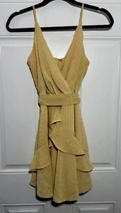 NWT Francescas Miami Womens Size Small Sun Dress Yellow Spaghetti Straps - Picture 1 of 12