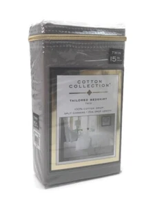 Cotton Collection Tailored Split Corners 15" Drop Bedskirt in Silver Twin Size - Picture 1 of 9