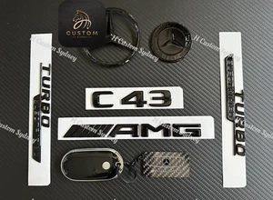 Gloss Black C43 Badges Full Package For Mercedes AMG C43 W206 Sedan ONLY - Picture 1 of 6
