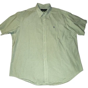 Polo Ralph Lauren 100% Baumwolle Button Down Kurzarm XXL grün kariert Pony - Bild 1 von 9