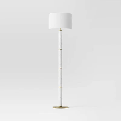 Threshold Faux Marble Stick Floor Lamp Modern Standing Linen Shade White - Image 1 of 4