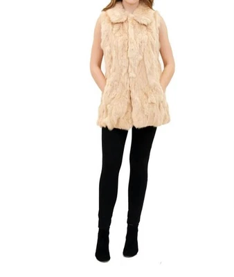 Love Token Faye Spread Collar Genuine Real Rabbit Fur Vest Size XS - Imagem 1 de 3