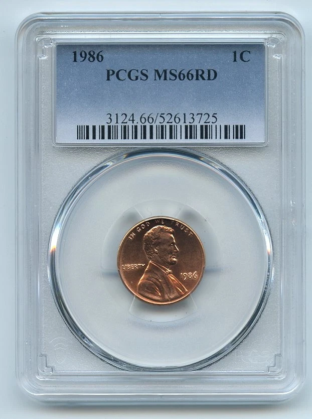 1986 1C Lincoln Cent PCGS MS66 - Image 1 of 1