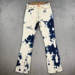 Vintage Fiorucci Jeans Women’s Size 26 Waist Cream Navy Bleach Patch Flare - Picture 1 of 18