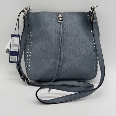 Rebecca Minkoff 小号 Darren 皮革饲料袋 - 蓝色带防尘袋 — 第 1/4 张图片