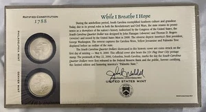 2000 US Mint First Day Issue State Quarter Coin Set South Carolina Seal w/Stamp - Picture 1 of 2
