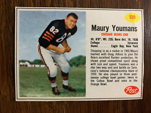 1962 POST CEREAL FOOTBALL MAURY YOUMANS CARD #120 - CHICAGO BEARS