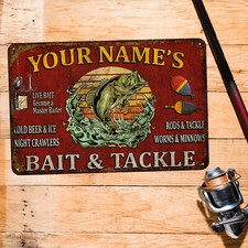 Custom Fishing Bait Tackle Sign Man Cave Lodge Lake House Decor 108122002068