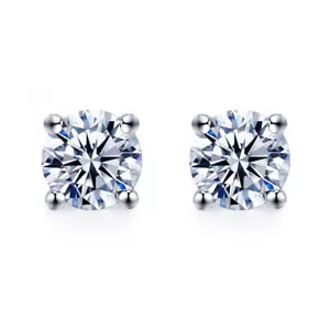 18K WHITE GOLD GF MADE WITH SWAROVSKI CRYSTAL EARRINGS STUD 6MM 0.8CT - Picture 1 of 5