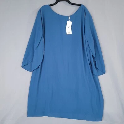 Grace Karin Women's Sheath Pullover Dress Midi 3/4 Slit Sleeve Blue Size 4XL - Image 1 of 4