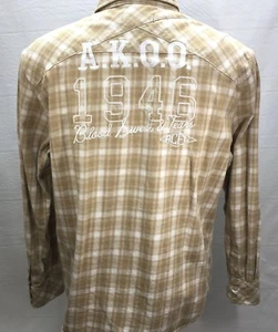 Akoo & Co Mens Size 2XL Shirt Yellow Flannel Plaid- 1946 Blood Sweat Tears   Bn8 - Picture 1 of 10