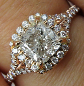 Wedding Ring 1.90 Ct Cushion Cut IGI GIA Lab Grown Diamond Solid 14k Rose Gold