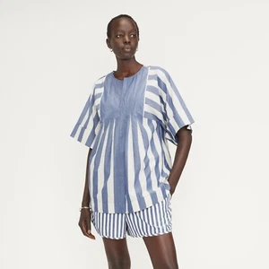 Everlane Popeline Tunika Oberteil Mazaren Blau Weiß Kurzarm Baumwolle Medium Oversize - Bild 1 von 7