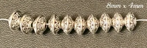 20 x Tibetan Style Alloy Spacer Beads Antique Silver 8x4mm Bicone Hole 1mm - Picture 1 of 1