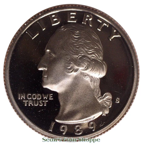 1989 S Washington Quarter 25C Gem Deep Cameo Proof San Francisco Free Shipping! Cover