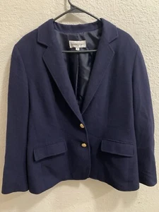 Bloomingdale’s Women’s Navy Blazer Jacket Sport Coat Size 12 - Picture 1 of 14
