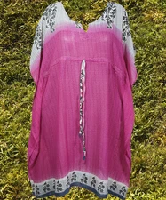 Silk Caftan Mid-Tone Pink, Resort wear, vacation, Lounger, Soft Caftan L-4XL