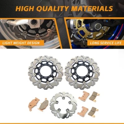 F+R Brake Discs Rotors + Pads for Suzuki GSXR 600 GSXR 750 K8 K9 2008 2009 2010 - Image 1 of 4