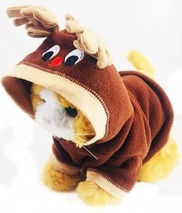 Weihnachten Haustier Rentier Outfit Xmas Hund Katze Mantel Welpe Kostüm Hoodie Stoff 30cm - Bild 1 von 8