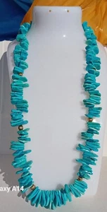 Collier Turquoise Naturel Arizona Sleeping Beauty Triangles - Picture 1 of 9