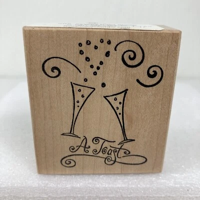 A Toast E 33-2808 Stampa Rosa Sello de Goma Champán Flautas Copas de Boda 2.5" Foto 1 de 4