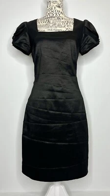 Vintage Anthea Crawford Size 10 Women's Dress Black Shimmer Beaded Stretch Puff - image 1 of 4
