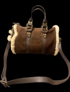UGG Dark Brown Satchel Duffle Purse With Crossbody Strap - Picture 1 of 12