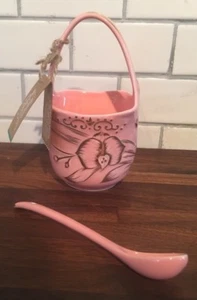 Glitterville Porcellana Mini Bomboniera Cesto Cucchiaio Rosa Matrimonio Anthropologie - Foto 1 di 3