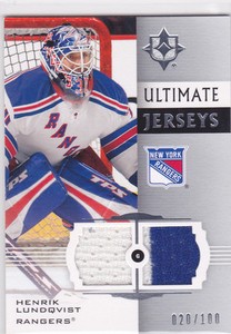 2007 07-08 Ultimate Collection Jerseys #UJHL Henrik Lundqvist 20/100