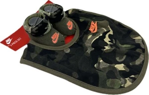 Nike Baby Green Cotton Ankle Fold Over Cuffs Camouflage Bib Booties Set 0-6 MO - Picture 1 of 1