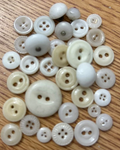 30+ Small Antique White China Buttons #1127 Cover