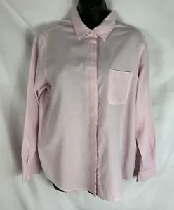Classic Elements Oxford Shirt Womens Size 14 Pink Check Button Front Long Sleeve - Picture 1 of 9