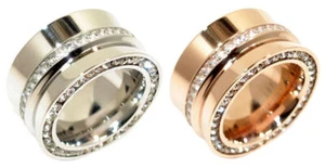 Edelstahlringe Damen Ring Wuchtig 14mm Massiv rose silber XXL Modern Zirkonia - Bild 1 von 8