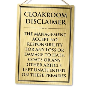 Metall Wandschild - Garderobe Haftungsausschluss - Identifizierung benötigt Business Bar - Bild 1 von 8