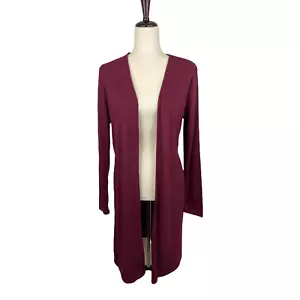 Ambiance Women's Maroon Ribbed Long Sleeve Split Cardigan Size Small B48 - Picture 1 of 3