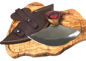 Nuevo cuchillo Ulu con mango de madera de gran tamaño funda de hoja de 7" y tabla de remo artesanal - Imagen 1 de 10