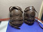Vintage Gladiator Polo Brown Leather Riding Knee Guards Pads 3 Buckle Straps