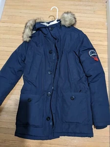 Superdry Everest Expedition Japan Navy Blue Parka Coat Size S - Picture 1 of 3